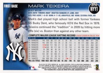 2010 Topps New York Yankees #NYY1 Mark Teixeira Back