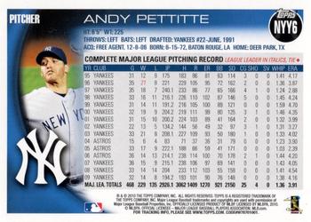 2010 Topps New York Yankees #NYY6 Andy Pettitte Back