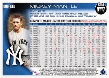 2010 Topps New York Yankees #NYY7 Mickey Mantle Back