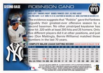 2010 Topps New York Yankees #NYY9 Robinson Cano Back