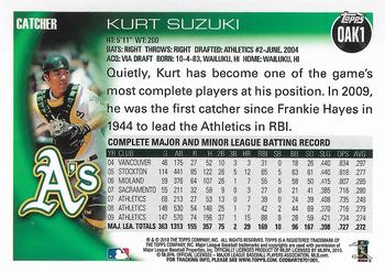 2010 Topps Oakland Athletics #OAK1 Kurt Suzuki Back