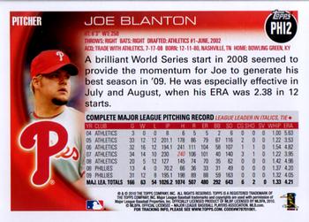 2010 Topps Philadelphia Phillies #PHI2 Joe Blanton Back
