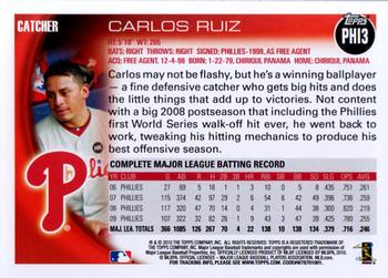 2010 Topps Philadelphia Phillies #PHI3 Carlos Ruiz Back
