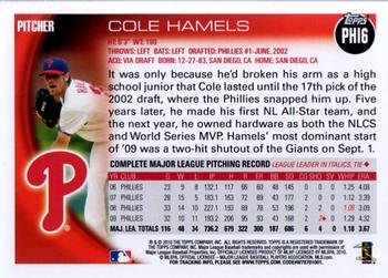 2010 Topps Philadelphia Phillies #PHI6 Cole Hamels Back