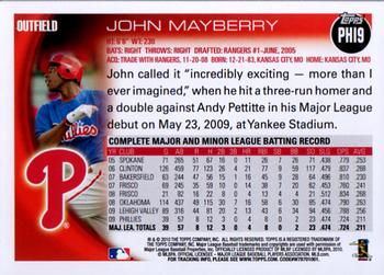 2010 Topps Philadelphia Phillies #PHI9 John Mayberry Back