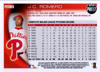 2010 Topps Philadelphia Phillies #PHI17 J.C. Romero Back