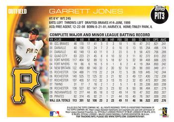 2010 Topps Pittsburgh Pirates #PIT3 Garrett Jones Back