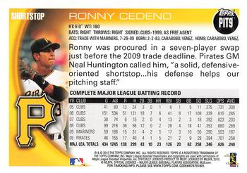 2010 Topps Pittsburgh Pirates #PIT9 Ronny Cedeno Back