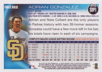 2010 Topps San Diego Padres #SDP1 Adrian Gonzalez Back