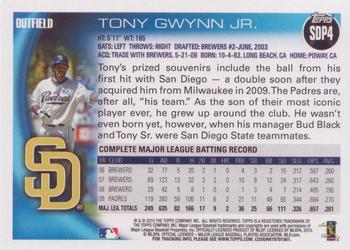 2010 Topps San Diego Padres #SDP4 Tony Gwynn Jr. Back