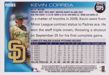 2010 Topps San Diego Padres #SDP5 Kevin Correia Back
