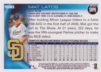 2010 Topps San Diego Padres #SDP6 Mat Latos Back