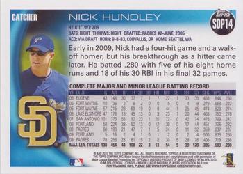 2010 Topps San Diego Padres #SDP14 Nick Hundley Back