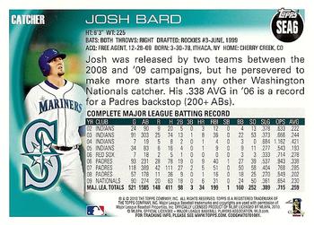 2010 Topps Seattle Mariners #SEA6 Josh Bard Back