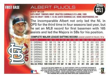 2010 Topps St. Louis Cardinals #STL1 Albert Pujols Back