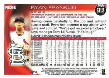 2010 Topps St. Louis Cardinals #STL2 Ryan Franklin Back