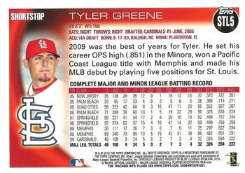 2010 Topps St. Louis Cardinals #STL5 Tyler Greene Back