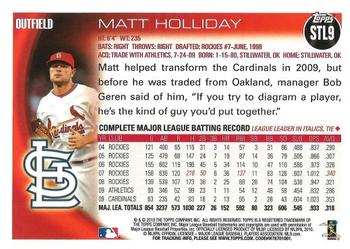 2010 Topps St. Louis Cardinals #STL9 Matt Holliday Back