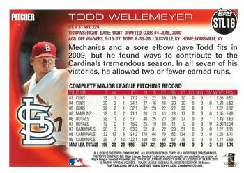 2010 Topps St. Louis Cardinals #STL16 Todd Wellemeyer Back