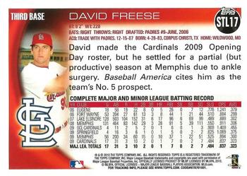 2010 Topps St. Louis Cardinals #STL17 David Freese Back