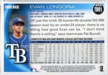 2010 Topps Tampa Bay Rays #TBR1 Evan Longoria Back