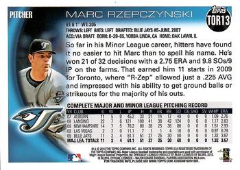2010 Topps Toronto Blue Jays #TOR13 Marc Rzepczynski Back