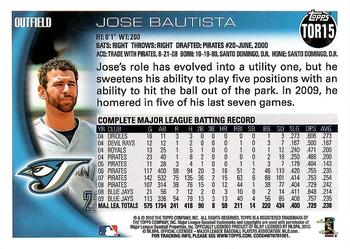 2010 Topps Toronto Blue Jays #TOR15 Jose Bautista Back