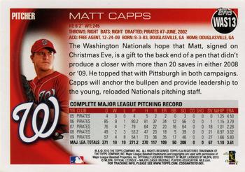 2010 Topps Washington Nationals #WAS13 Matt Capps Back