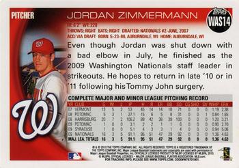 2010 Topps Washington Nationals #WAS14 Jordan Zimmermann Back