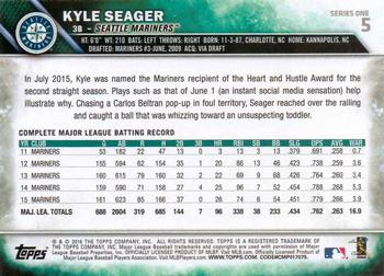2016 Topps #5 Kyle Seager Back