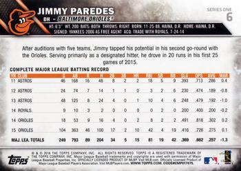2016 Topps #6 Jimmy Paredes Back