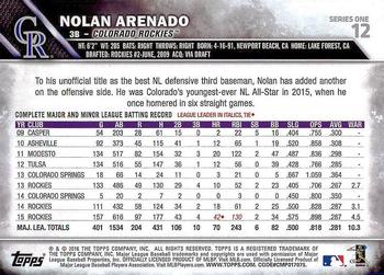 2016 Topps #12 Nolan Arenado Back