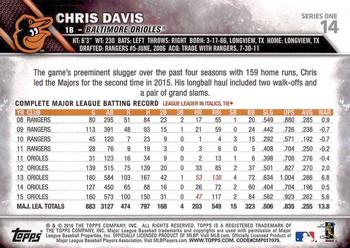 2016 Topps #14 Chris Davis Back