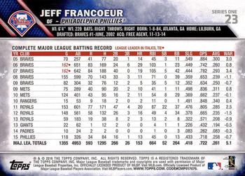 2016 Topps #23 Jeff Francoeur Back