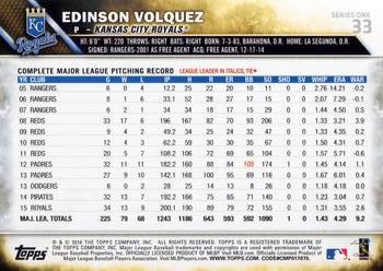 2016 Topps #33 Edinson Volquez Back