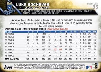 2016 Topps #35 Luke Hochevar Back