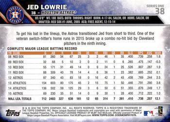 2016 Topps #38 Jed Lowrie Back