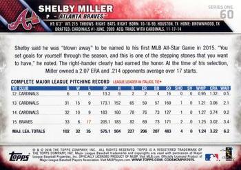 2016 Topps #60 Shelby Miller Back