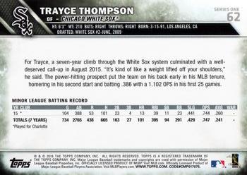 2016 Topps #62 Trayce Thompson Back
