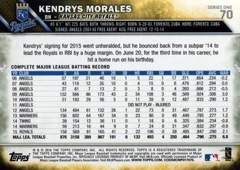 2016 Topps #70 Kendrys Morales Back