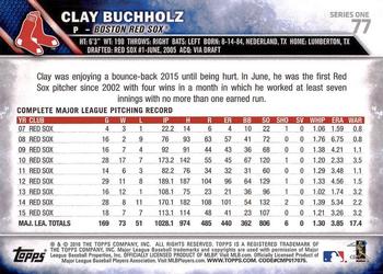 2016 Topps #77 Clay Buchholz Back