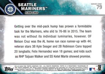 2016 Topps #79 Seattle Mariners Back