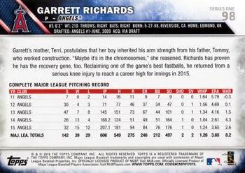 2016 Topps #98 Garrett Richards Back