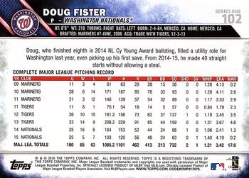 2016 Topps #102 Doug Fister Back