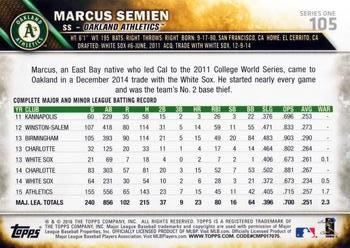 2016 Topps #105 Marcus Semien Back
