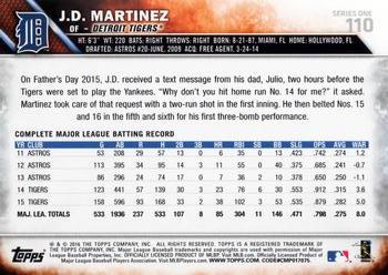 2016 Topps #110 J.D. Martinez Back
