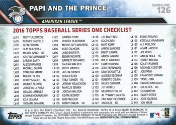 2016 Topps #126 Papi And The Prince Back