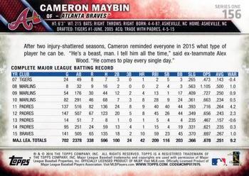 2016 Topps #156 Cameron Maybin Back