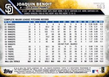 2016 Topps #163 Joaquin Benoit Back
