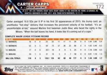 2016 Topps #172 Carter Capps Back